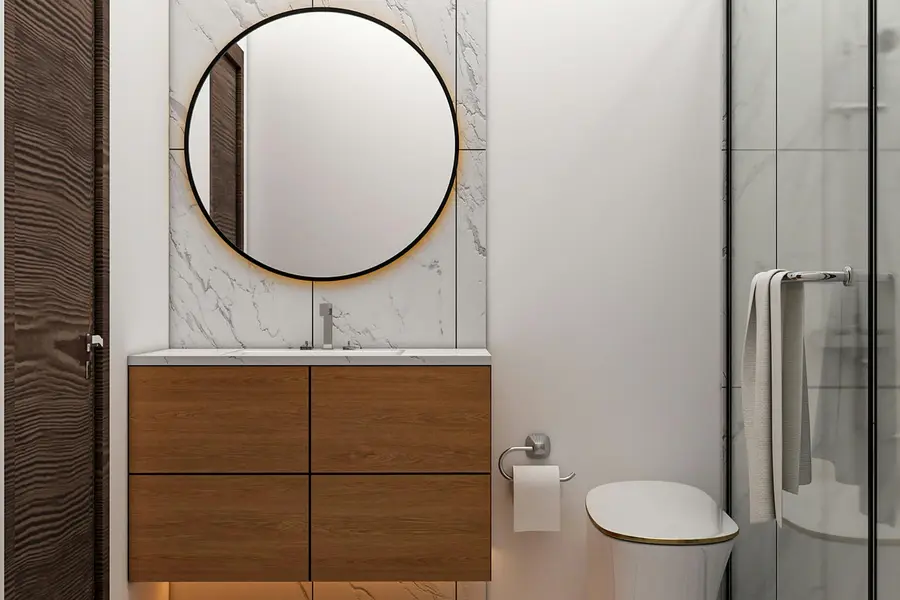 Mobiletto da bagno fissato alla parete